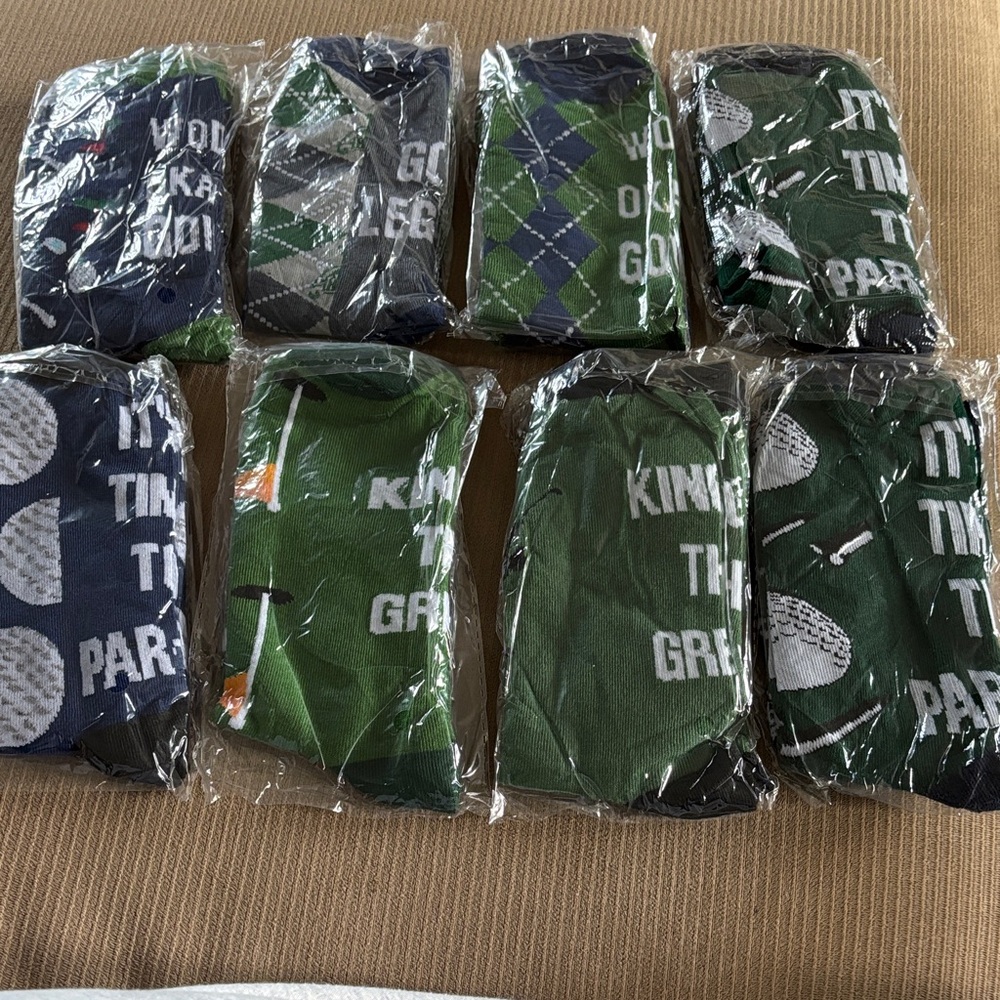 Amazon Men's Golf-Themed Socks - Green and Navy Set
